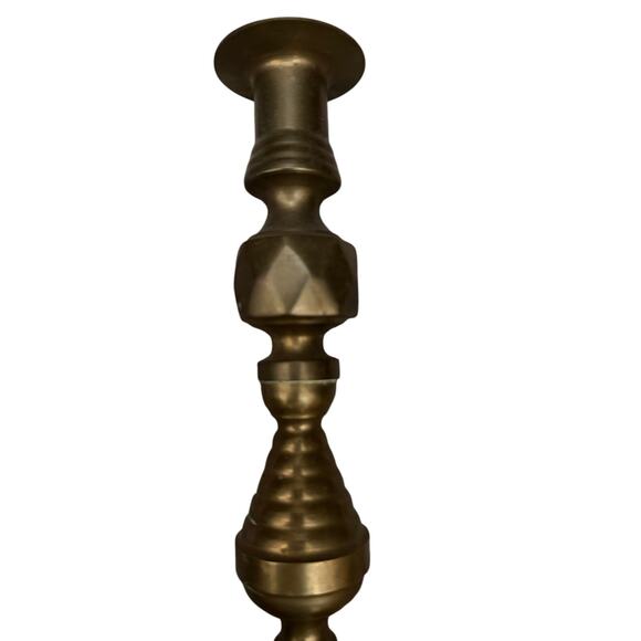 Vintage Brass Heavy Home Tall Antique Gold Wedding Decor Candlestick Holder - Picture 3 of 6